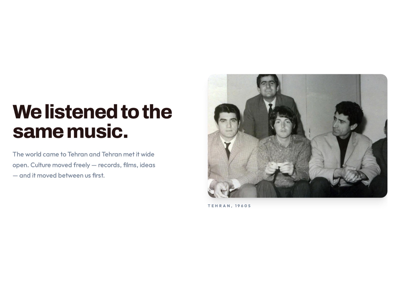 Friends listening to music in Tehran in the 1960s