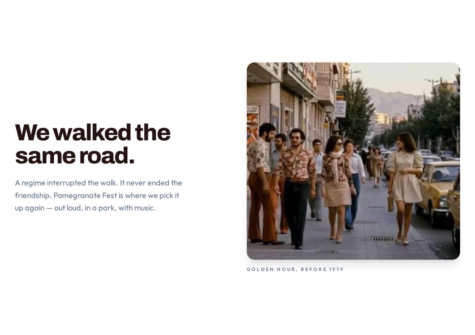 Families walking along Golden Road in Shiraz in 1972