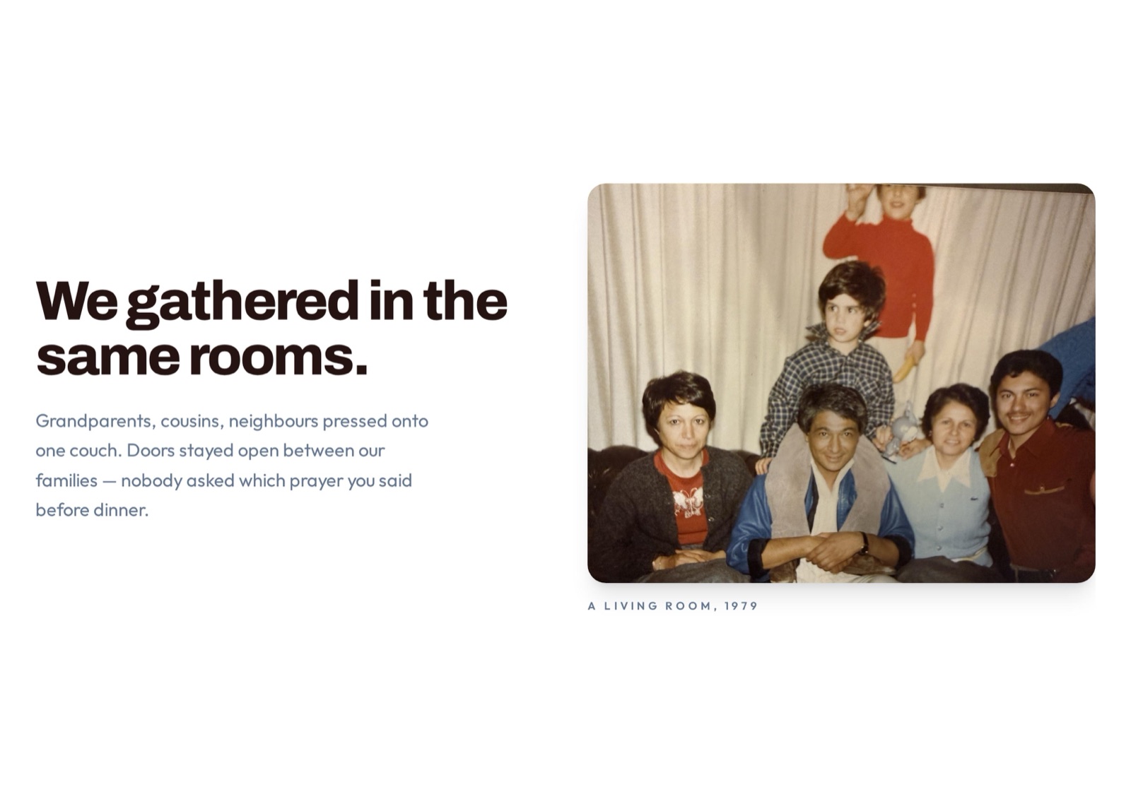 Friends gathered in a living room in 1976